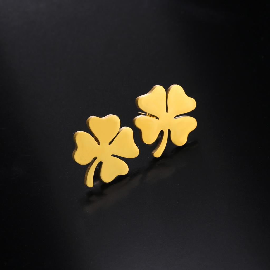 Cazador Lucky Four-leaf Clover Piercing Women Earrings Stainless Steel Gold Color Cute Studs Jewelry Mother's Day Gift 2026 New