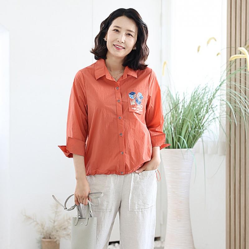 Shiz Madam 60s Mom Clothing Sorbet Bottom Banding Shirt T57524