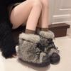 Ретро Пушистые Женские Снежные Ботинки с Большой Головой: Зима 2025, Теплый, Морозостойкий, Толстоподошвенный, Модный, Популярный