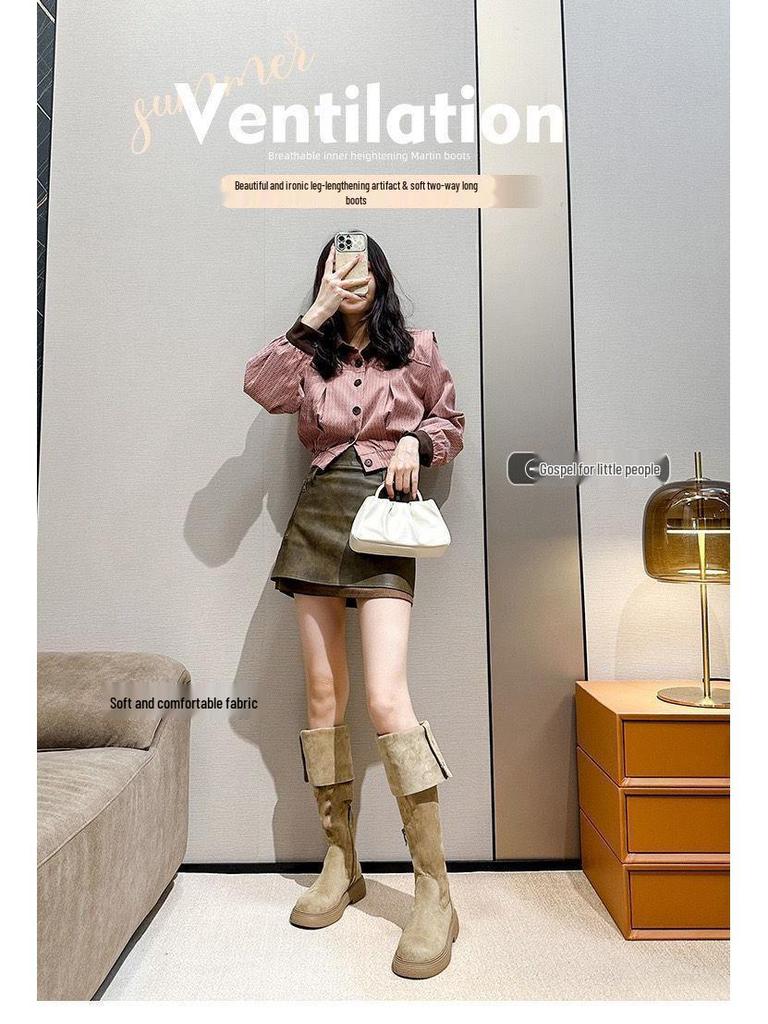 Женские ботфорты больших размеров для полных ног – Осенне-зимние сапоги-рыцари с высоким голенищем и толстой подошвой