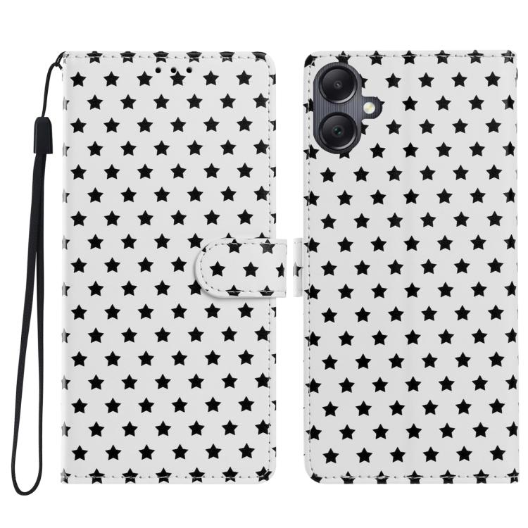 Star Pattern Magnetic Buckle Vegan Leather Phone Case For Galaxy A06 4G, Card Slot Kickstand Wrist Strap Anti-Scratch Protective Cover
