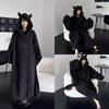 Winter Fall Little Devil Sleepwear Thickened Padded Pajamas Solid Color Homewear Loose Oversized Hooded Dresses Couple Robe One-piece Sleepwear