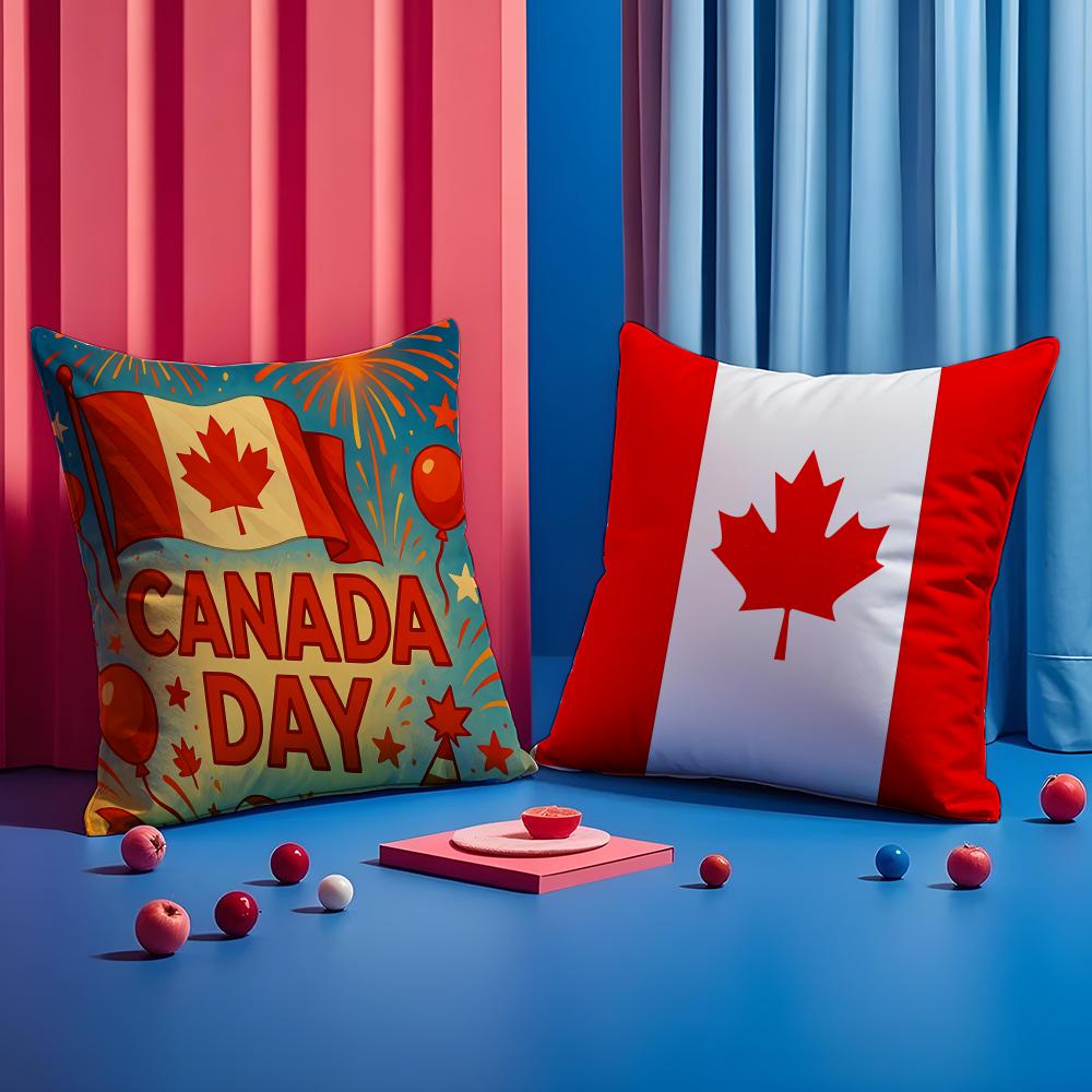 Canada Can Flag Cushion Cover 1 Piece Short Plush Pillowcase, Soft And Washable, Mostly Used For Sofa, Car