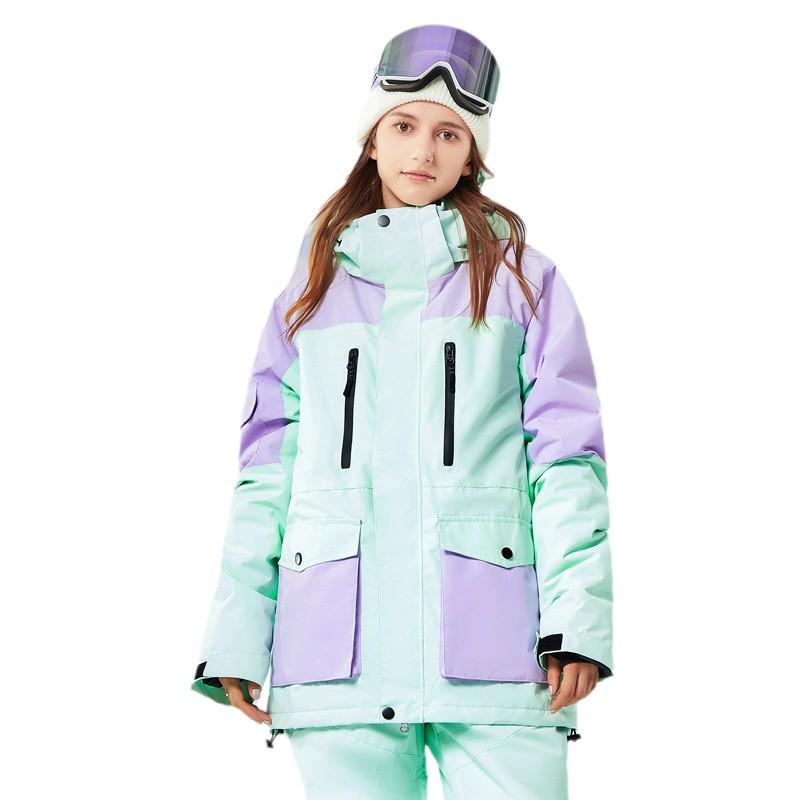 Женский лыжный костюм Color Block и мужская водонепроницаемая лыжная куртка - ветрозащитные, теплые и дышащие для зимних приключений на свежем воздухе