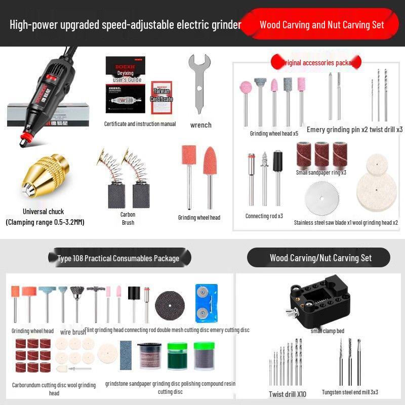 Мощная электрическая ручная шлифовальная машина и полировальная машина: Инструмент для удаления ржавчины, зачистки заусенцев, гравировки и полировки