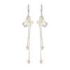 S925 Silver Purple Flower Tassel Hook Earrings Double Layer Chain Artificial Pearl Sweet Romantic Daily Women Fashion Jewelry