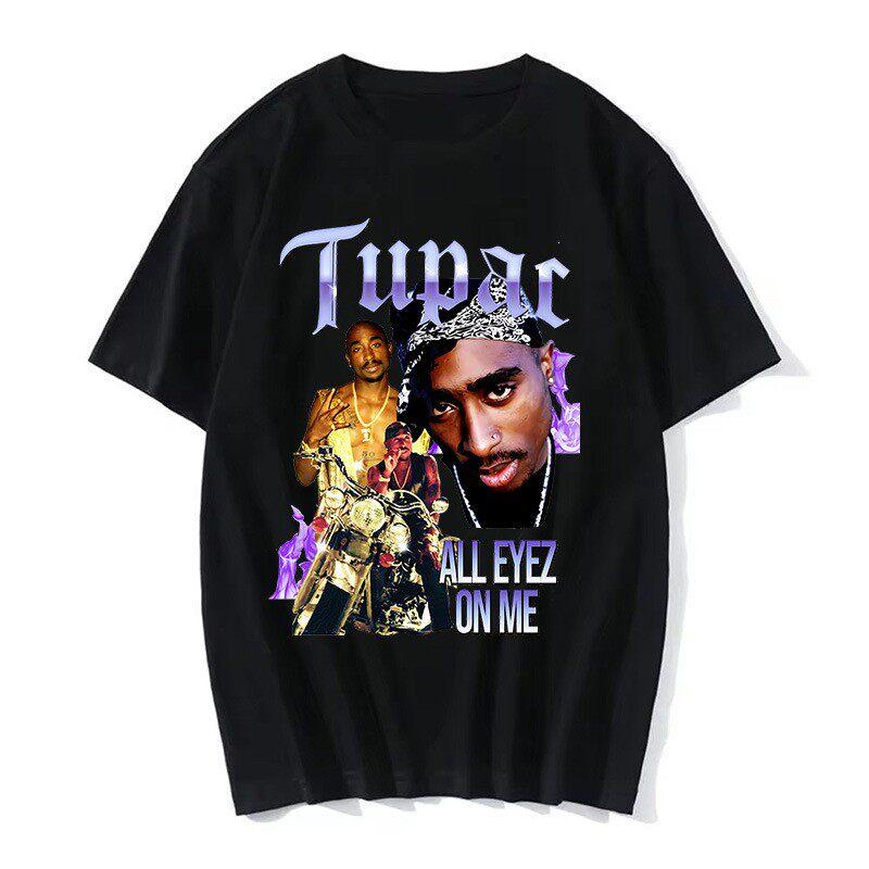 TUPAC Уличная одежда Харадзюку Футболки Женские Харадзюку Топ Футболки Женская Футболка Хип-Хоп Рэпер Графический Принт Повседневная Футболка Одежда