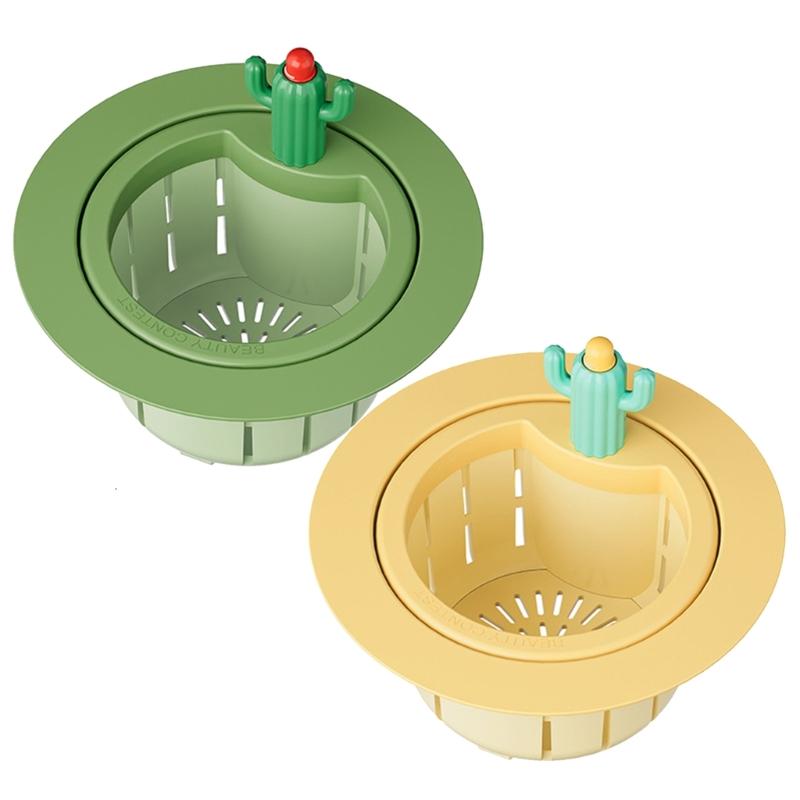 2Pcs Cactus Shaped Press Release Draining Basket Food Waste Catcher Sink Draining Basket Filter Easily to Clean