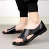 Fashion Trend Men Genuine Leather Sandals Summer Breathable Leather Casual Sandals Fashion Flats Lightweight Sandals Business Shoes
