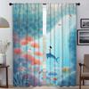 The Whale At the Bottom of the Sea Kitchen Curtains for Camera Partition Blackout Curtain for Room 2 Panel Shades Living Elegant