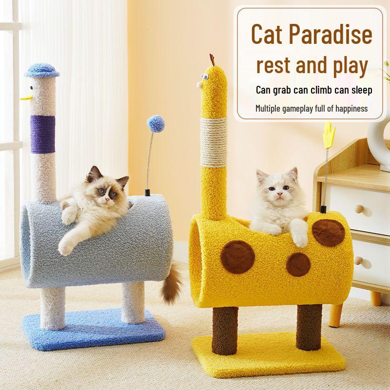 Space-Saving Cat Tree with Bed & Scratching Post for Small Apartments