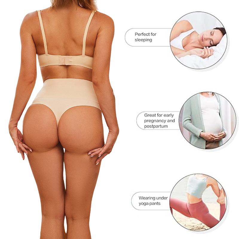 3 шт. Бесшовные трусики-стринги с высокой талией для женщин, черные, для подтягивания живота и бедер, моделирующее фигуру нижнее белье, дышащие женские трусики, большие размеры