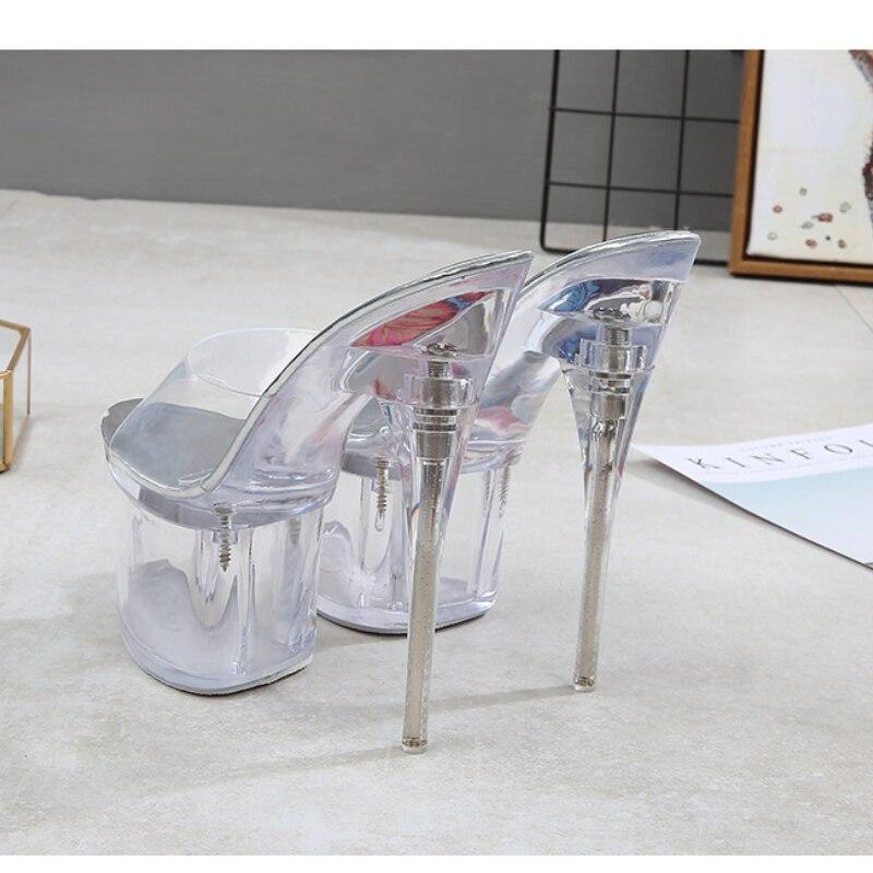 Сандалии на сверхвысоком каблуке, непромокаемые шлепанцы на тонком каблуке, женская обувь на платформе для танцев на стальных трубах, женская обувь серии 10366, размер 20 см