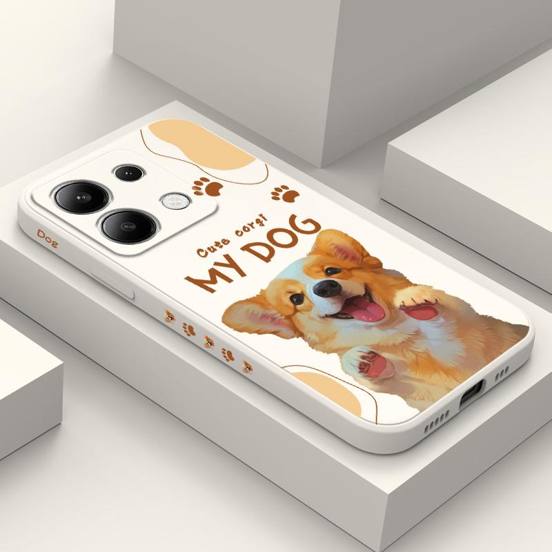 Милый чехол для телефона с корги для Xiaomi Redmi Note 14 13 12 12S 11 11S 10 10S 9 9S Pro Plus 4G 5G Жидкий силиконовый чехол