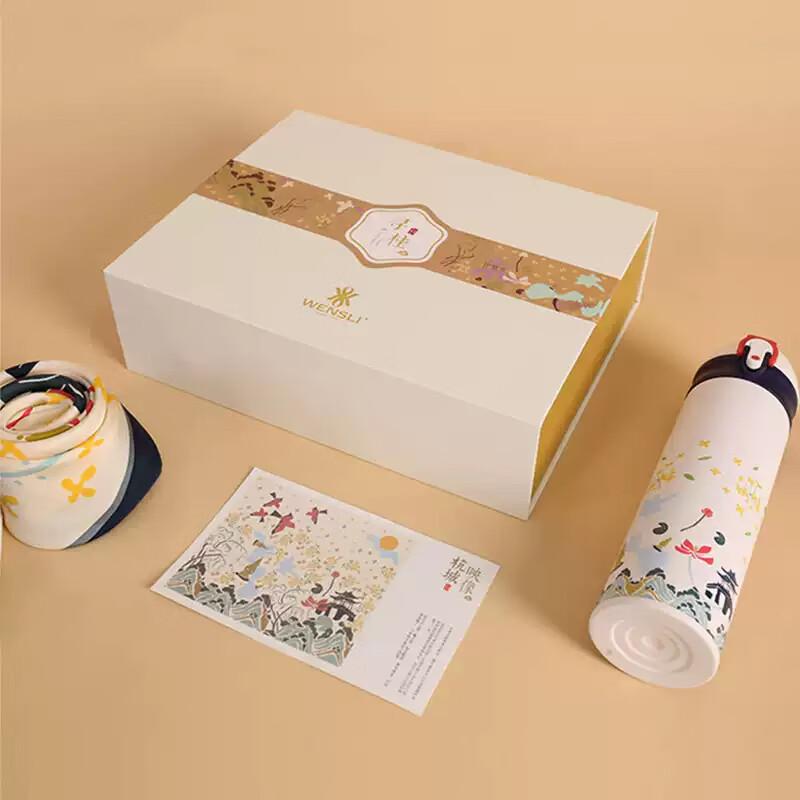 WENSLI Mulberry Silk Scarf & Insulated Cup Gift Set
