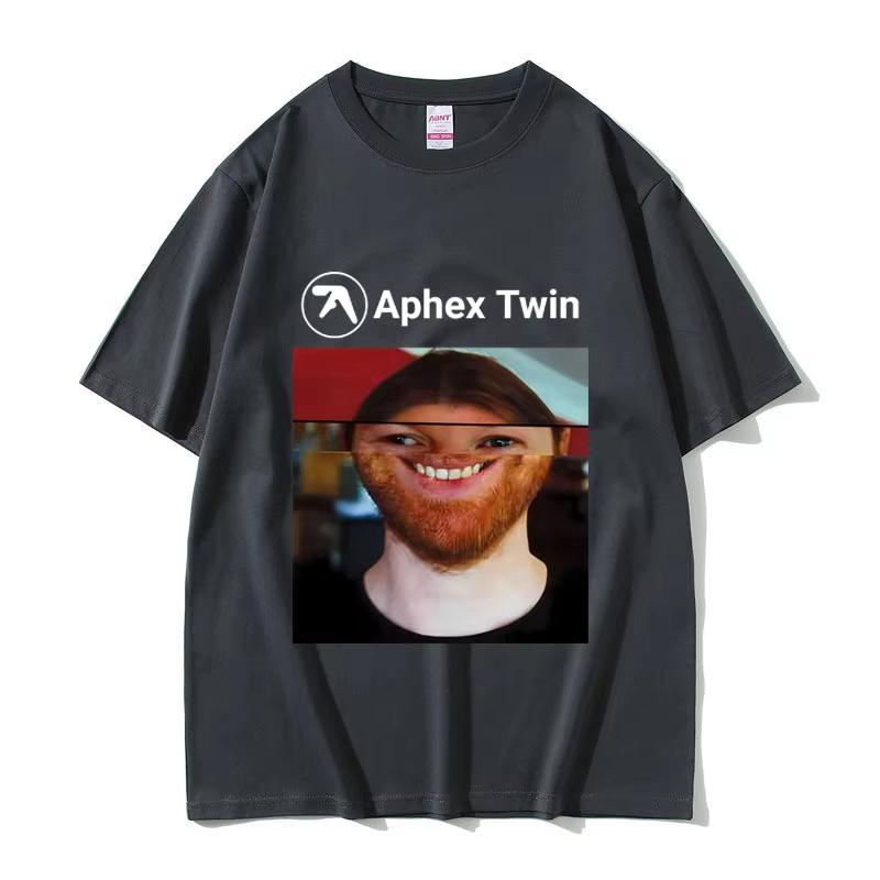 Певец Aphex Twin Лицо Смешной Мем Футболка Мужская Женская Мода Винтажная Оверсайз Уличная Одежда Унисекс Повседневная Мягкие Хлопковые Футболки Топы