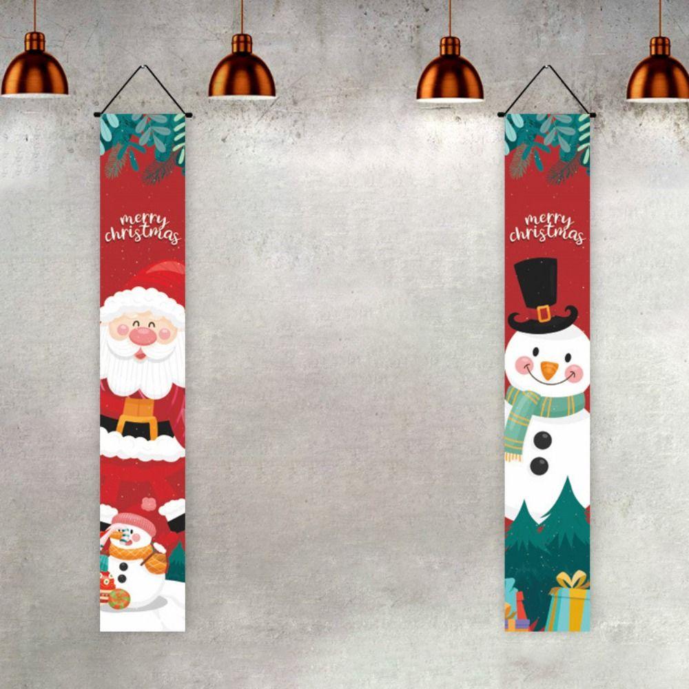 Decorative Christmas Porch Door Banner Foldable Santa Claus Hanging Couplet  Party