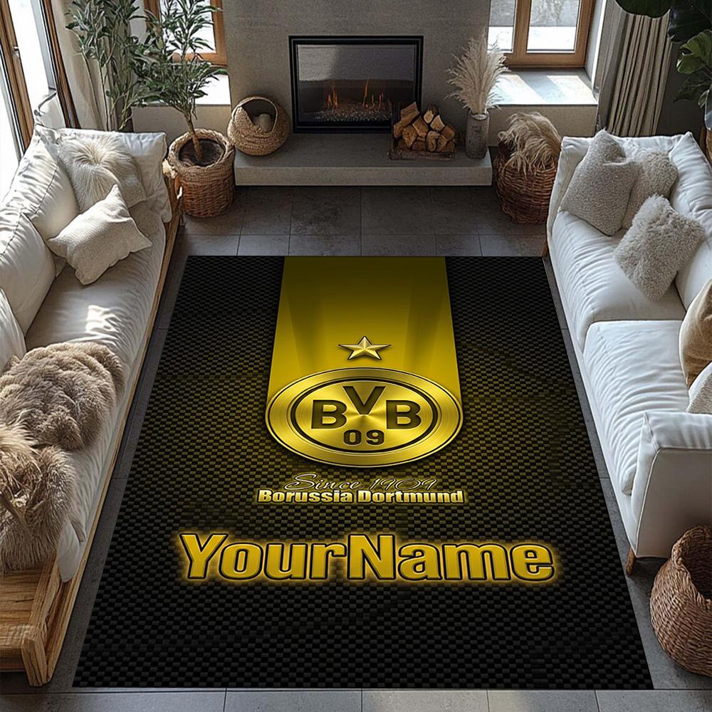 Borussia Dortmund Customized Name Area Rug Perfect for Entryway Hallway Bedrooms Study room Anti-slip Rug Decorate Offices Wedding Party Gift