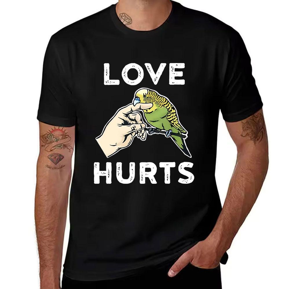 Unisexs Cotton Tshirt With Cute Budgie Parrot Print Casual Short Sleeve Tee For Bird Lovers Comfortable Daily Top