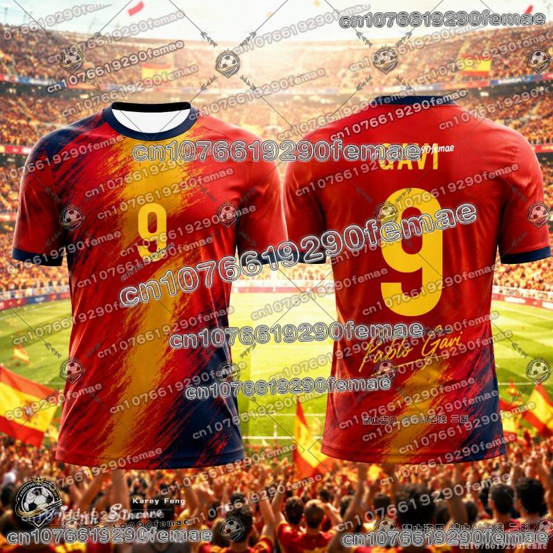 Spanish-style Summer 3D Printed Football Jersey T-shirt Loose and Comfortable Recommended for Sports Wear