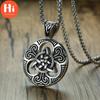Привет новый ретро-панк мужской ирландский кельтский узел любви Троицы круглый треугольный кулон ожерелье Ретро мужские ювелирные изделия