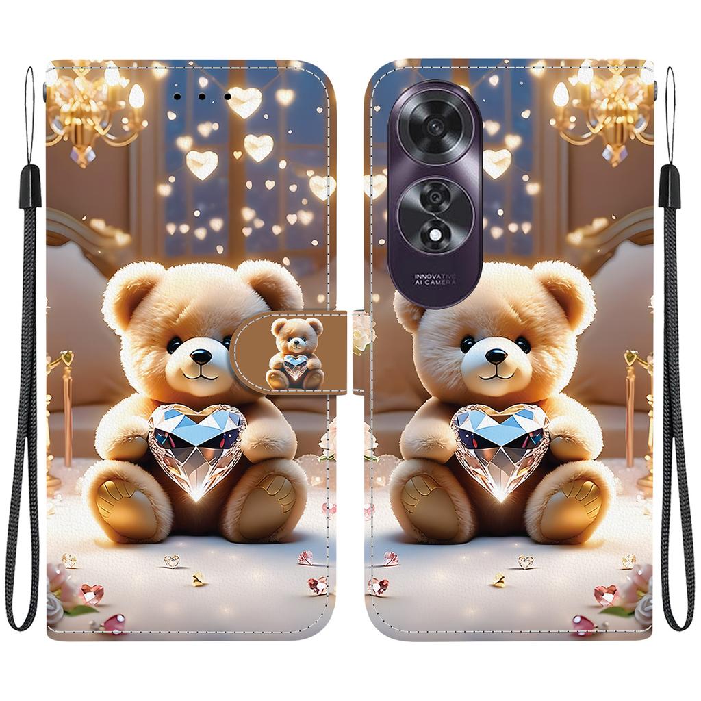 Чехол-книжка из искусственной кожи ручной работы для Oppo A60 4G, противоскользящий, противоударный, с ремешком на запястье и дизайном в виде сердца/розы/кошки