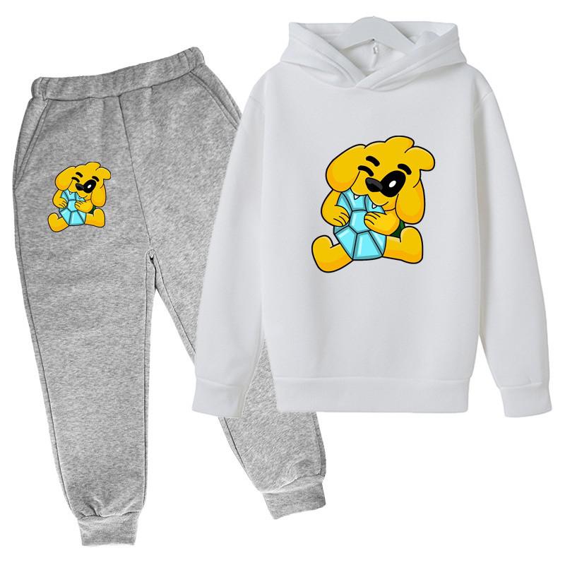 Kids Mike Dog Print Spring Autumn Cute Pullover Hoodie+Pants 2pcs Tracksuits 2-13 Years Boys Girls Casual Outfits Children Sets