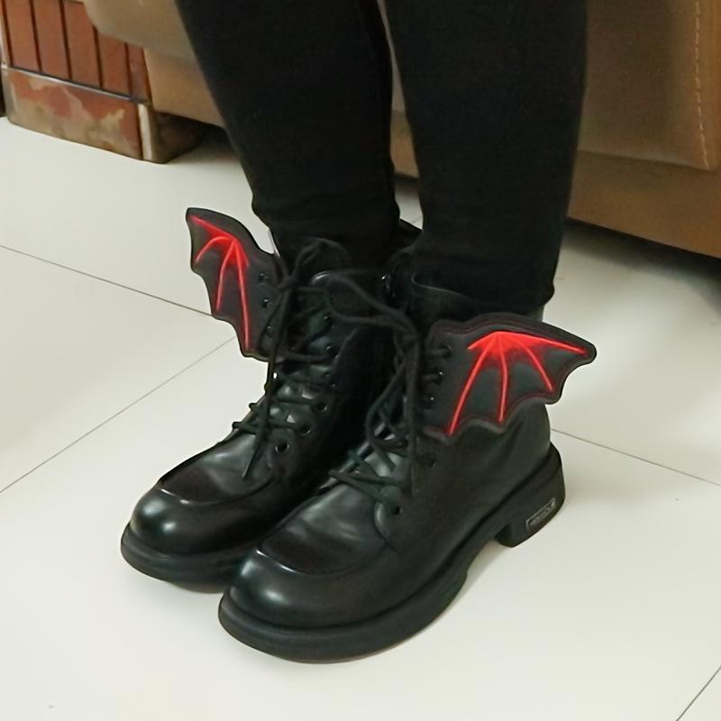 1 пара черных и красных крыльев летучей мыши для обуви, вышивка, DIY шарм, украшение для кроссовок, одежды, шнурков, панк, подарок на Хэллоуин, аксессуар