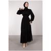 All-over Tulle Floor Ruffle Hijab Evening Dress