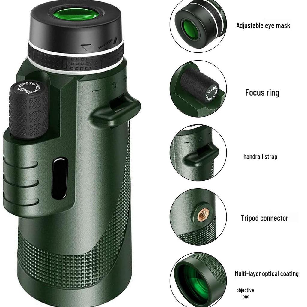80x100 HD Monocular Telescope - High Power, Low Light Night Vision, Large Objective Lens for Outdoor and Bee Watching