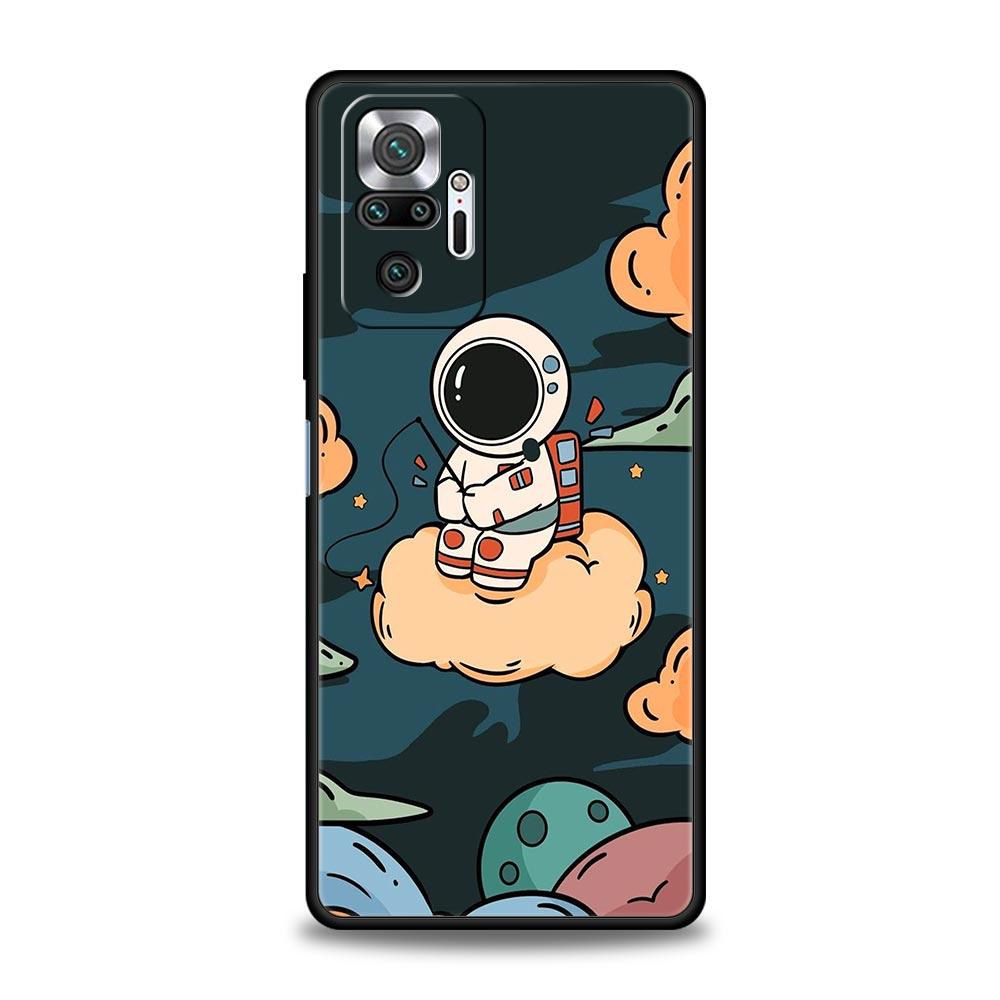 Мультяшный милый чехол-бампер с космонавтом для Redmi 14C 10C Note 15 14 13 12 10 11 K40 Pro Plus 5G Ударопрочный мягкий ТПУ корпус Сумки