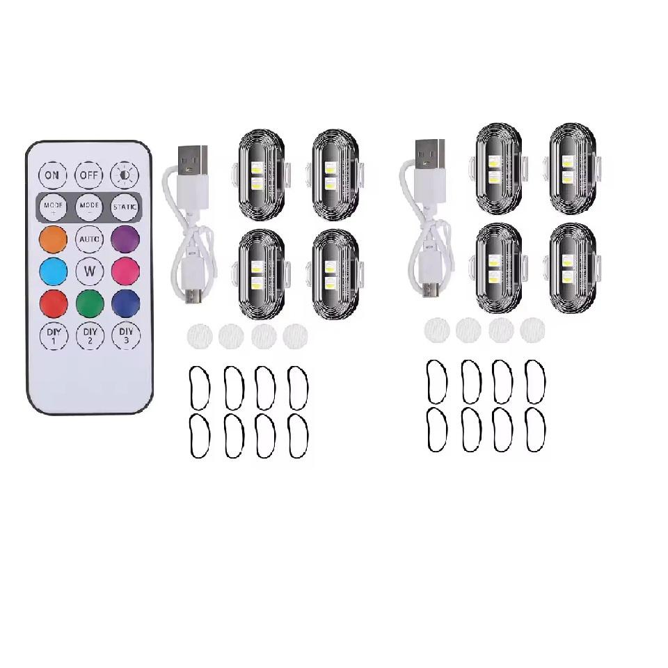 1/4/8 шт. Мотоциклетный RGB стробоскоп USB сигнальный фонарь для велосипедов, модифицированных дронов, самолетов, с дистанционным управлением, мигающие сигнальные огни