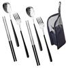 FOXDOOR Набор столовых приборов палочки для еды ложка вилка чехол для хранения обеденный стол скандинавский предотвращение стихийных бедствий 20 см черный нержавеющая сталь походные столовые приборы 3