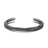 2023 Retro Men's Geometric Woven Cable Open Bangle In Silver-Plated Copper