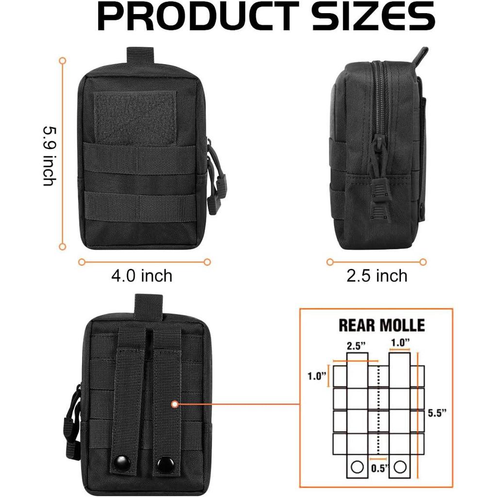 Подсумки Molle 600D Маленькая тактическая поясная сумка Водостойкий утилитарный EDC Подсумок для телефона и бутылки Мужской для крепления к рюкзаку для активного отдыха
