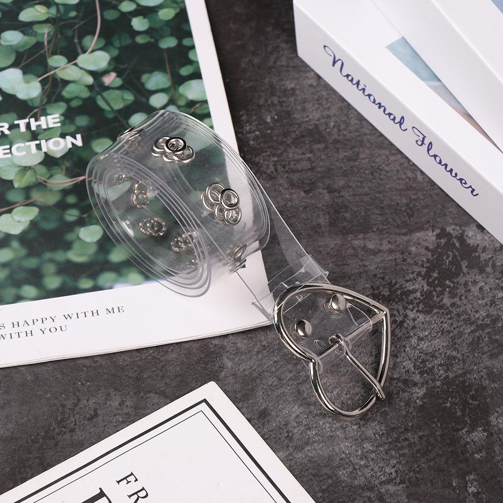 Women Pin Buckle Clear Waist Strap Round Square Heart Punk Waist Belt Transparent Waistband