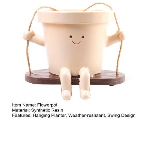 Качающийся лицевой горшок для растений с полимерной головкой, подвесной цветочный горшок с дренажным отверстием для помещений