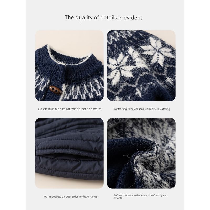 Insbobo Boys' Suit 2025 Winter New Style Children's Sweater Stylish Winter Clothing Baby Handsome New Year Clothes