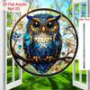 2D плоский богемный акриловый знак-украшение в виде совы с эффектом витража, дизайн с цветочным мотивом, подвесная настенная арт-пластина для домашнего декора, декоративное украшение для сада
