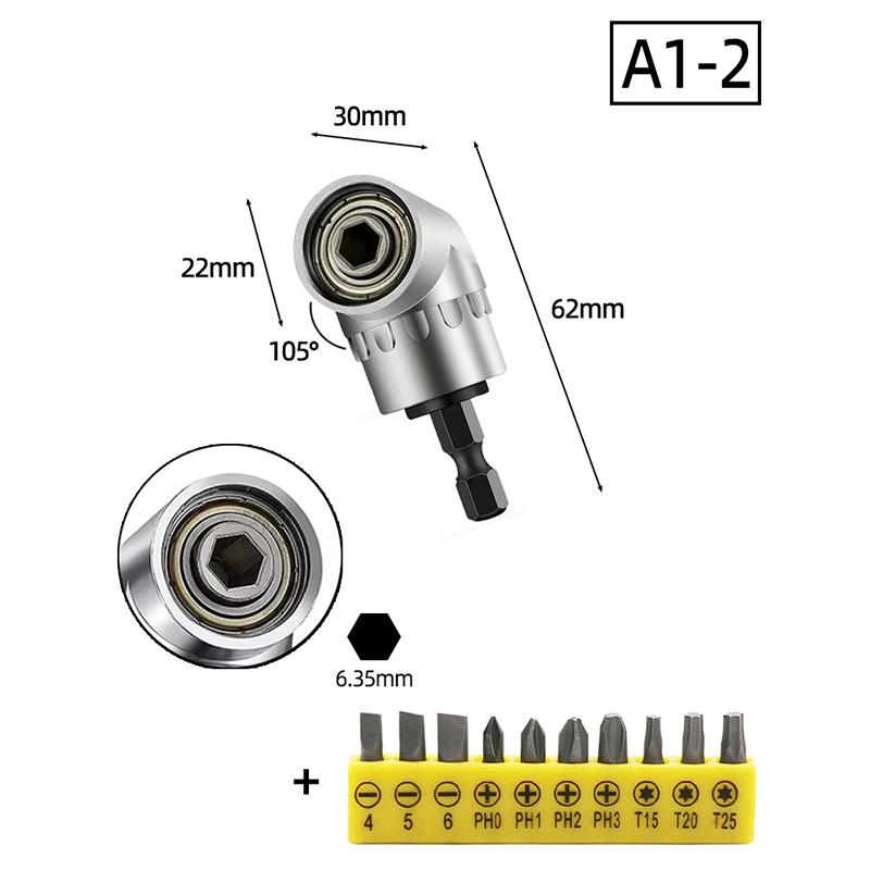 Переходник-головка с углом 105 градусов 1/4 дюйма Удлинитель Шестигранная насадка для дрели Регулируемый держатель для отвертки Шлицевой Phillips Электроинструменты Ручные инструменты
