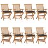 Garden Chairs with Taupe Cushions 8 pcs Solid Teak Wood
