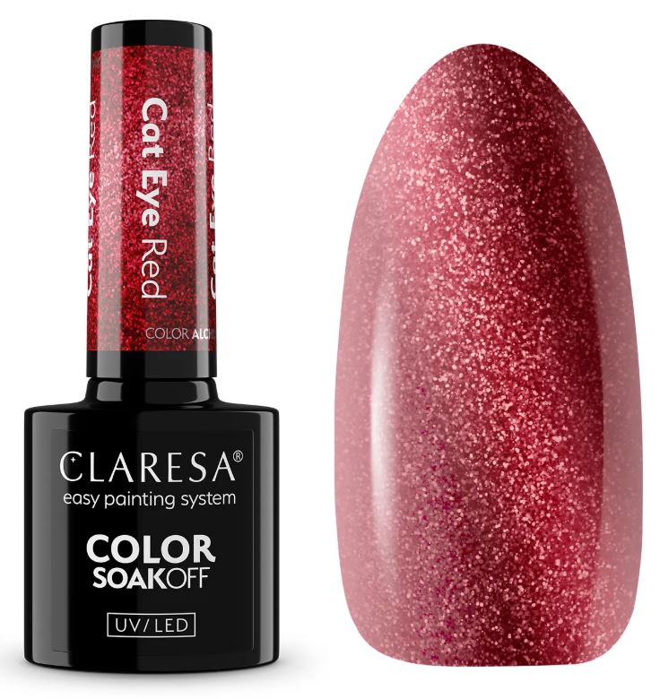 Claresa lakier hybrydowy cat eye red 5g