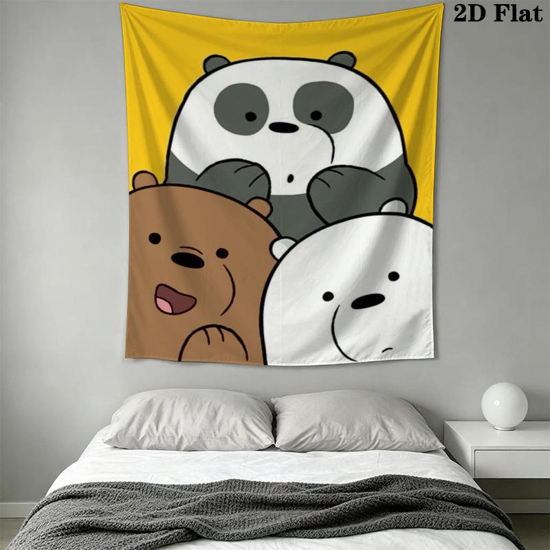 We Bare Bears Wall Tapestry Aesthetic Wall Hanging Printed Fabric Blanket Decorative Tapestries for Bedroom Living Room Home Decor