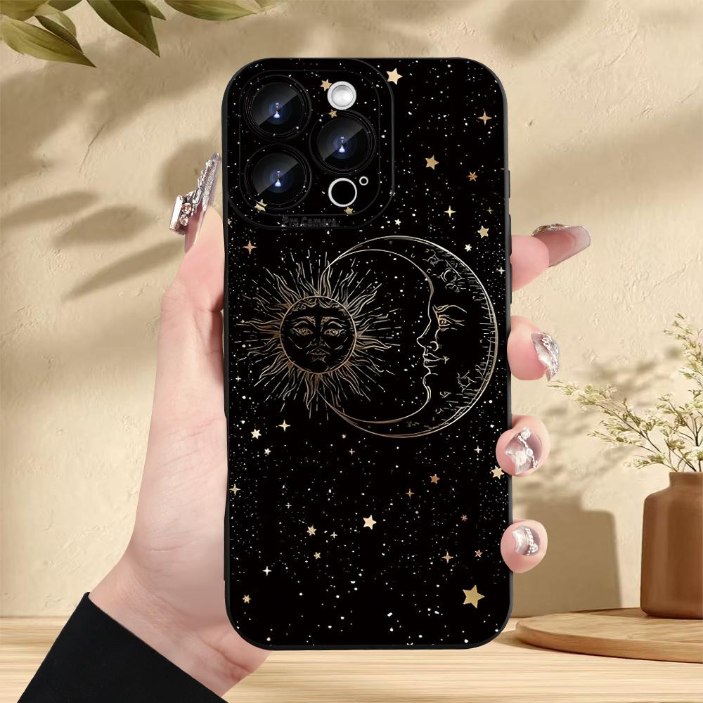 Чехол для телефона со звездным небом, солнцем и луной, подходит для iPhone 17 16 15 14 13 12 11 Pro/Max/Plus, противоударная задняя крышка