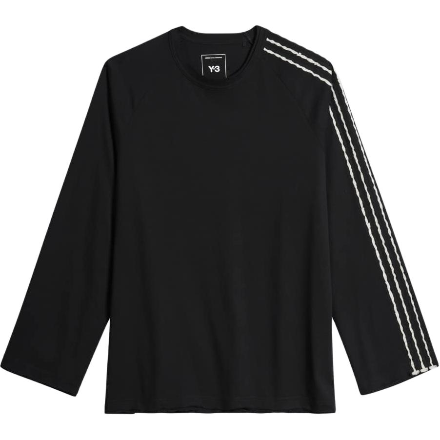 Y-3 SS26 Потертая футболка с тремя полосками, длинный рукав, унисекс, топы KQ9795