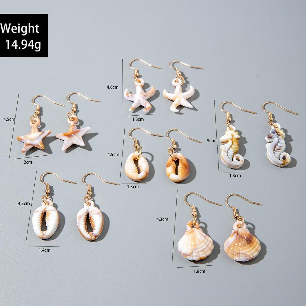 Exquisite Compact Beach Vacation Style Acrylic Starfish Shell Pendant Earrings for Women Jewelry Gifts, Daily Matching Earrings