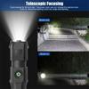 Portable LED Flashlight Telescopic Zoom Strong Light Torch USB Rechargeable Outdoor Waterproof Camping Emergency Flashlight