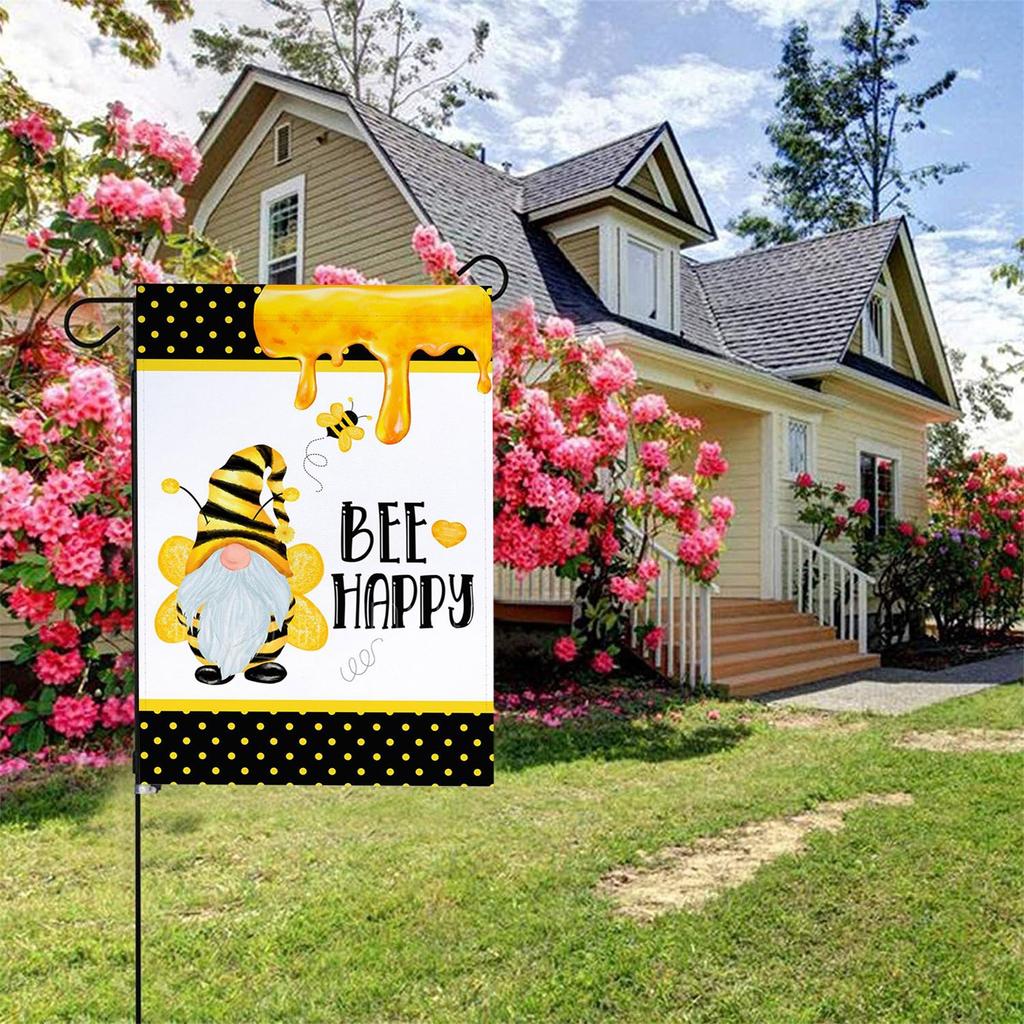 День Праздника Пчелы Флаг Декор Гном Флаг Валентина Гном Крыльцо Сад Флаг