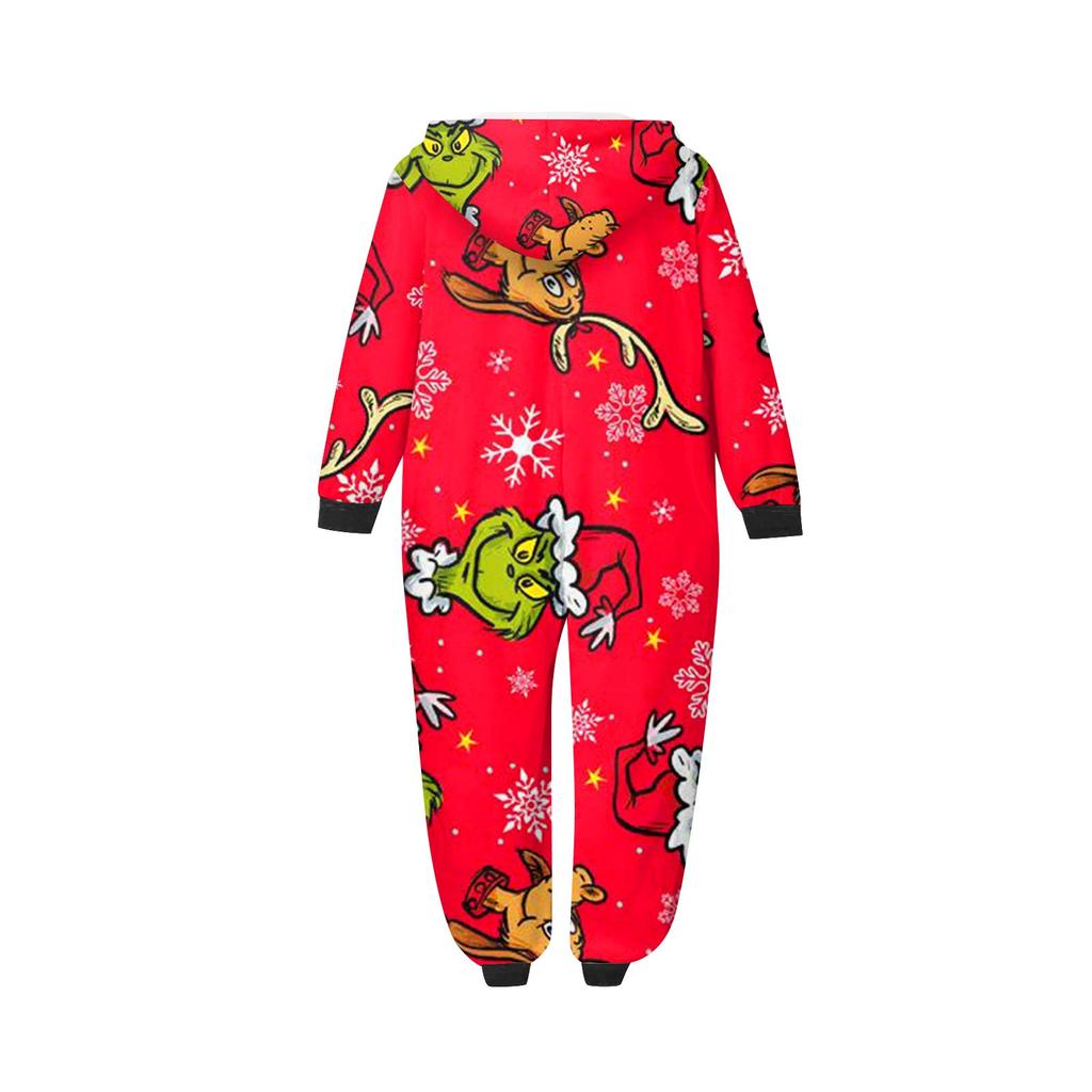 Домашняя одежда для родителей и детей с капюшоном и застежкой-молнией с принтом «Рождество»