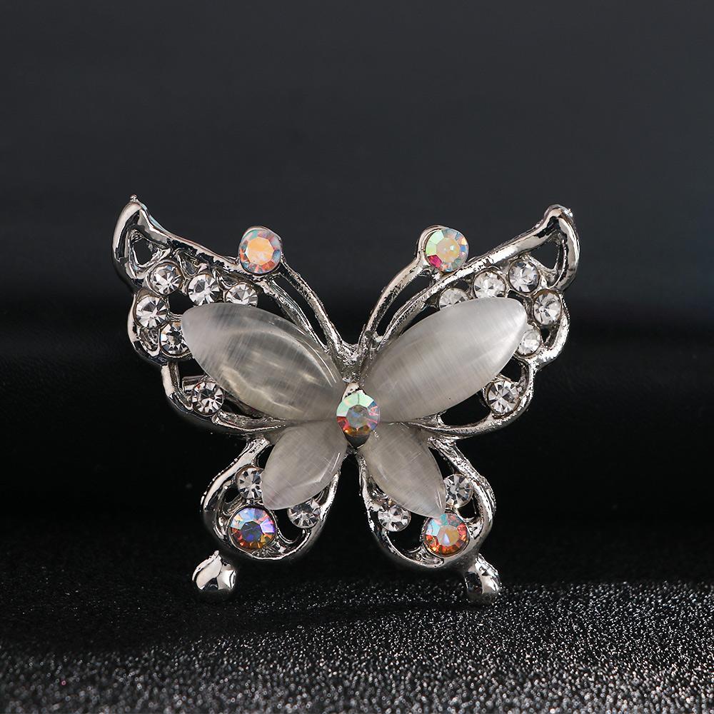Accessories Crystal Wedding Gold/Silver Opal Stone Rhinestone Butterfly Brooch Pin Women Brooch Pin